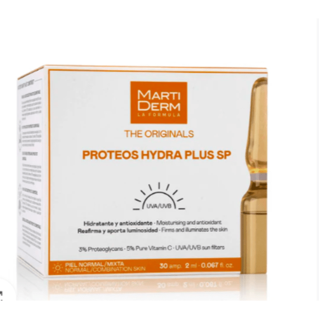 MARTIDERM DRĖKINAMOSIOS IR STANGRINAMOSIOS AMPULĖS VEIDUI PROTEOS HYDRA PLUS SPF 10, 30 AMP. 1