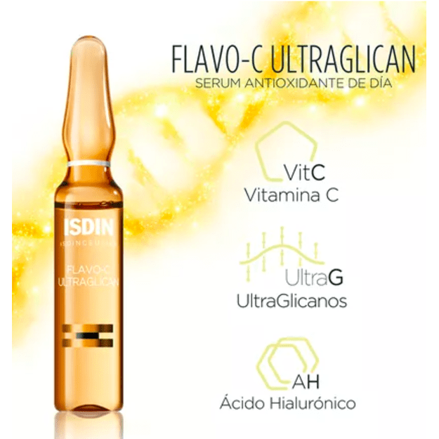 ISDIN Isdinceutics Flavo-C Melatonin + Ultraglican ampulės, 20 vnt.
